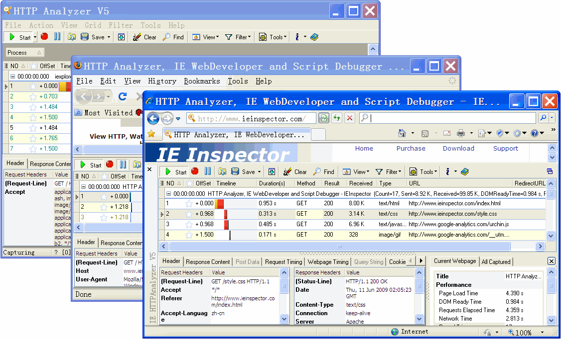 HTTP(s) Analyzer integrates into IE and Firefox browser window Screen Shot