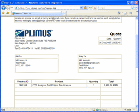 The system will display a Proforma Invoice / Quote
